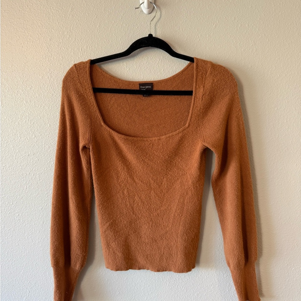 Free Press Women's Brown Square Neck Sweater